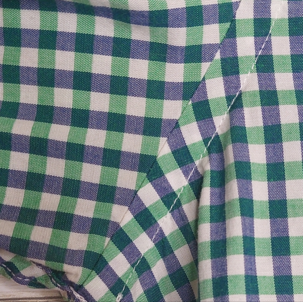 J Crew Shirt Mens XL Green Blue Gingham Plaid Flex Button Up - Picture 3 of 9